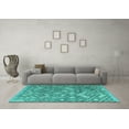 thumbnail image 3 of Ahgly Company Machine Washable Indoor Rectangle Abstract Turquoise Blue Modern Area Rugs, 7' x 9', 3 of 4