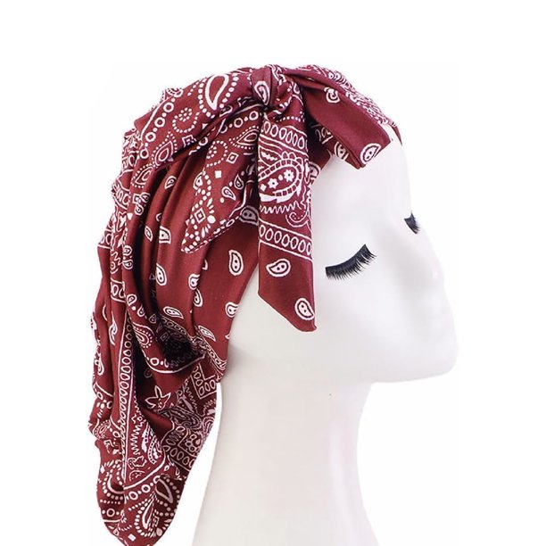 Gorro turbante para dormir con estampado de algodón elástico para mujer