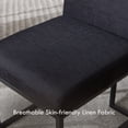 thumbnail image 4 of Linen Fabric Mid Century Modern Dining Chair Set of 2, Upholstered Padded Dining Chairs Armless Accent Chair with Black Metal Frame for Dining Room/Living Room/Kitchen/Office, Black, 4 of 8