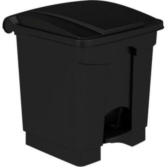 8 gal Plastic Step-on Receptable, Black