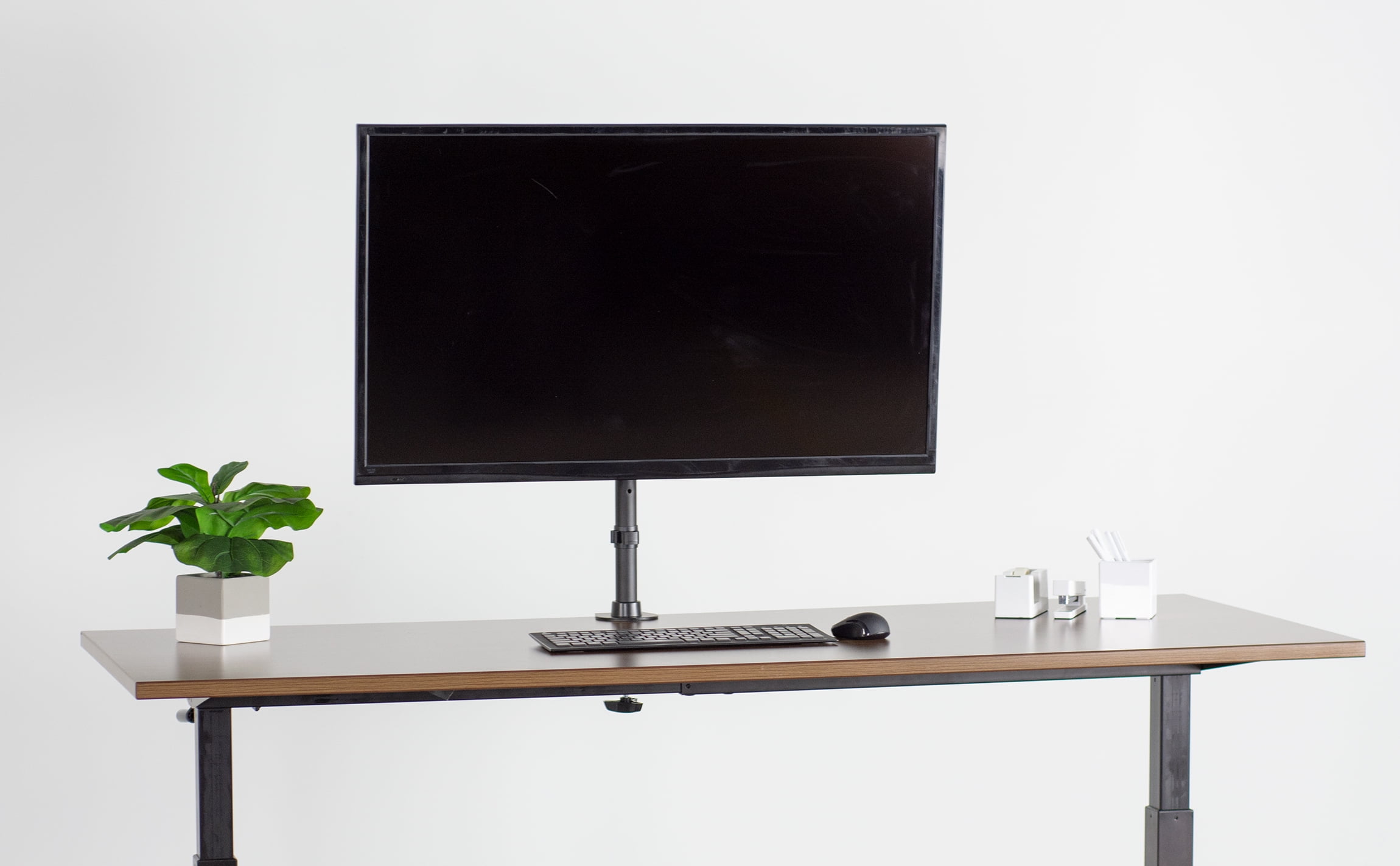 Vivo Black Ultra Wide Screen Tv Desk Mount For Screens Up To 55 Full Motion Television Stand V155c