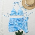thumbnail image 2 of LYXSSBYX Bikini Sets for Women 3 Piece Set Women Tie- Halter Bikini Sarongs Cover Up Swimwear Swimsuit Beach, 2 of 5