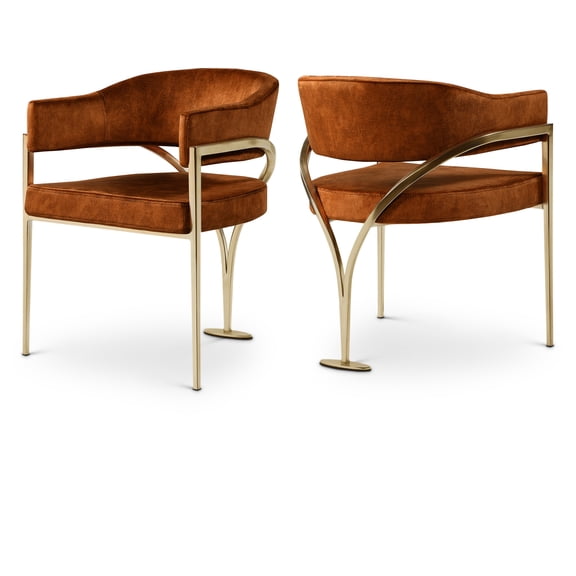 Meridian Furniture Madelyn Cognac Velvet Dining Chair (Set of 2)