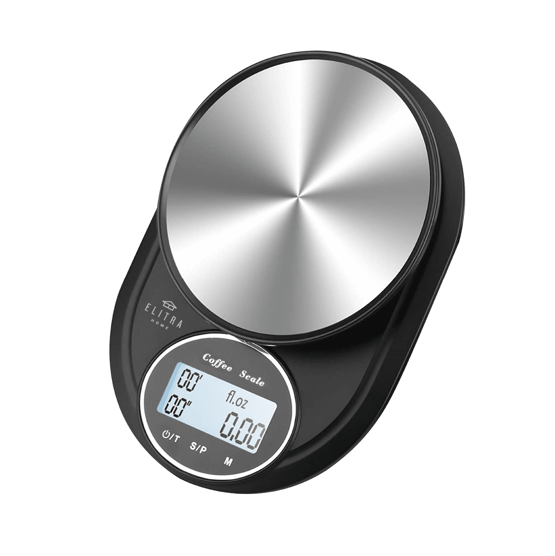 Elitra Home Round Digital Coffee Scale with BuiltIn Timer, Black