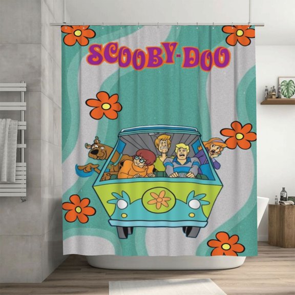 Scooby Doo Shower Curtain, Lovely Cartoon Shower Curtains Set for Kids Boys Girls College Dorm Bathroom, Waterproof Restroom Bathtub Decor Accessories with 12 Hooks 72X72 Inch Iron