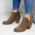 thumbnail image 5 of Women's Ankle Boots Classic Slip on Cutout Chelsea Western Booties Stacked Heel Suede Fall Winter Dress Work Pumps Shoes, 5 of 8