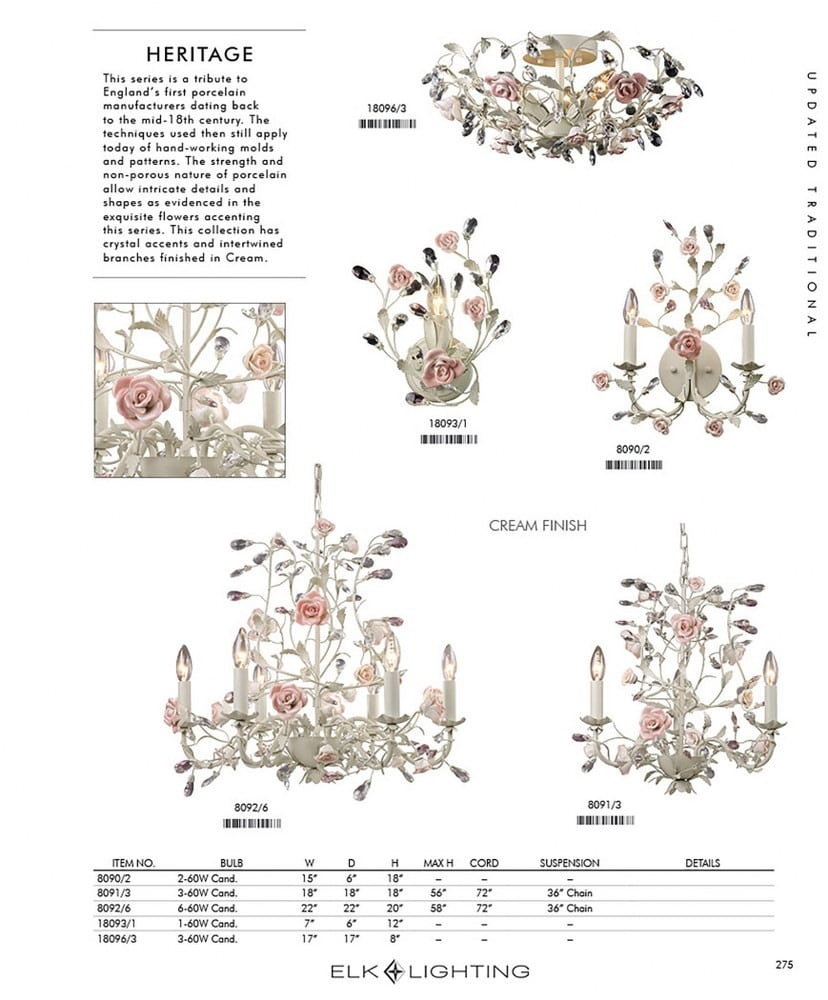 ELK Lighting Heritage Ceiling Light 18096/3 - 17W in.
