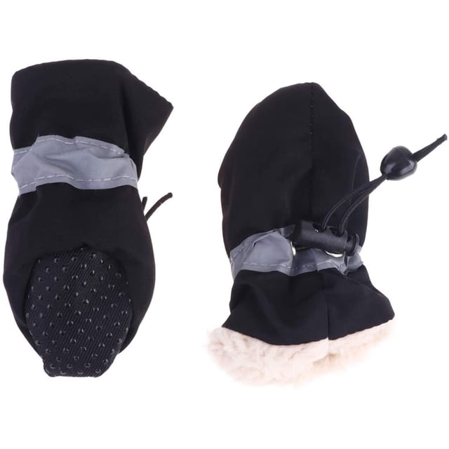 IGUOHAO 4PCS Chaussures Antidérapantes pour Chiens Bottes Imperméables pour Animaux de Compagnie pour la Neige et la Pluie Sangles de Fixation Réglables Cordon Protecteurs de Pattes de Chien, Noir