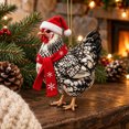 thumbnail image 6 of Chicken Christmas Ornament Acrylic Chicken with Christmas Hat Pendant Holiday Party Christmas Tree Decorations Hen Hanging Pendant Gift, 6 of 6