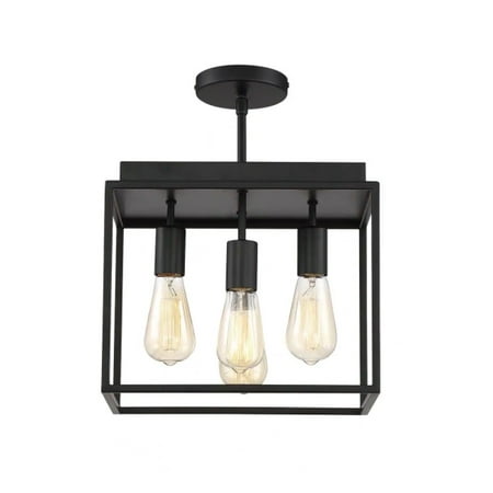 Home Decorators Collection Rollins 13 in. 4-Light Black Semi Flush Mount Light