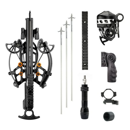 BALLISTA Bowfishing All-in Bundle: BAT Reverse Crossbow w/ BL33 Reel + Seat Ring Mount Bottom Picatinny Rail Arrows