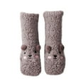 thumbnail image 4 of Slipper Socks for Women with Grippers Non Slip Fuzzy Grip Winter Warm Cozy Thick Comfy Soft Fleece Cabin Socks Gray, 4 of 5