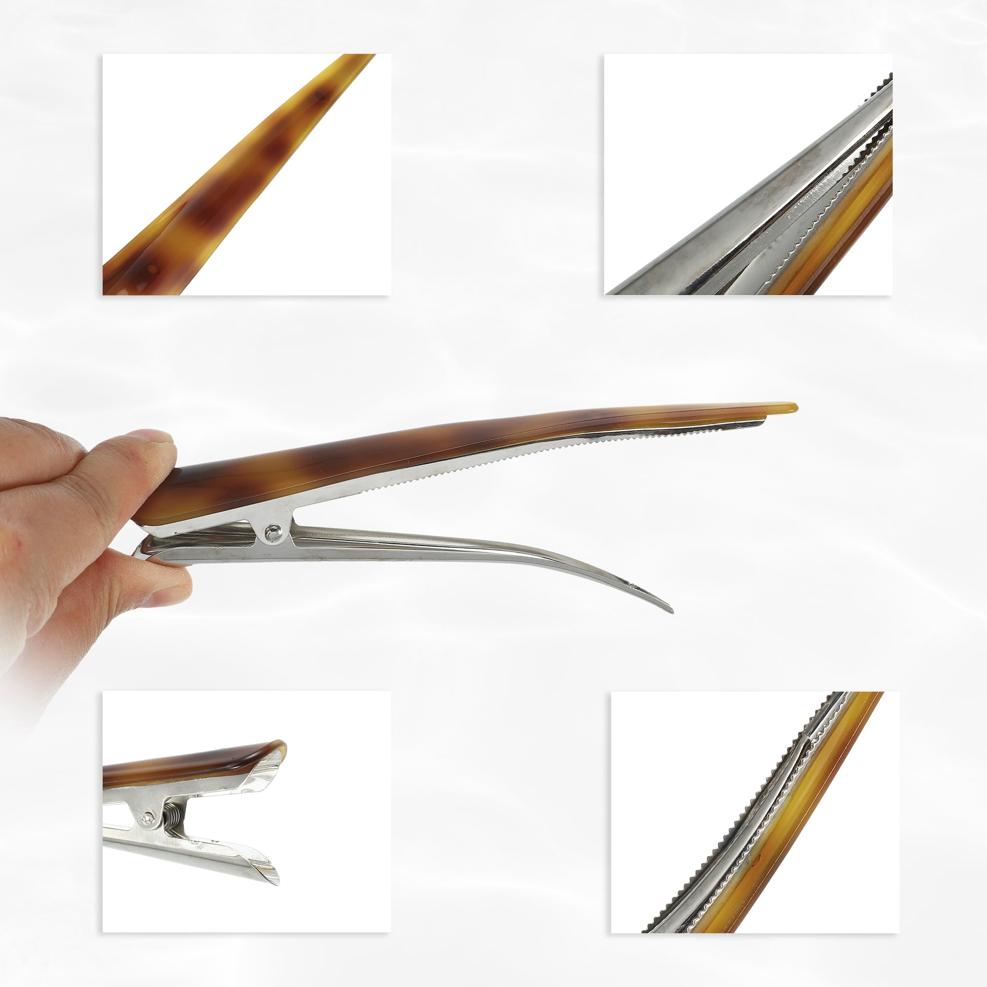 NOMADIC NOOK Women's Metal Long Duckbill Hair Clips 5.31"x0.83"x1.18" 6 Pcs Gray Yellow Red Coffee