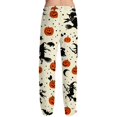 thumbnail image 5 of Domzest Halloween Pajama Pants Men Pumpkin Ghost Bat Graphic Drawstring Elastic Waisted Sleepwear Wide Leg Funny Pajama Bottoms Complexion S, 5 of 6
