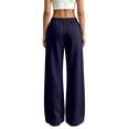 thumbnail image 5 of Evdexr Wide Leg Sweatpants Womens with Pockets Elastic Waist Baggy Trousers Fall Winter Palazzo Casual Pants Lightweight High Waisted Solid Color Joggers L, 5 of 6