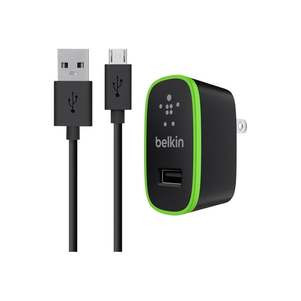 Belkin Universal Home Charger with Micro USB ChargeSync Cable Micro-USB (USB) - Adaptateur Secteur - 10 Watts - 2.1 A - sur Câble: - Noir
