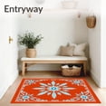 thumbnail image 3 of ODIKA 8'x10' Machine Washable Non-Slip Area Rug, Snowflake Medallion Holiday with Intricate Crystal Inspired Design High Traffic Rug with Pad, Orange, 621779, 3 of 8