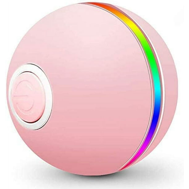Juguete interactivo para gatos, pelota rosa con luces, pelota de 4.ª generación para gatitos y cachorros, rotación automática de 360 grados.