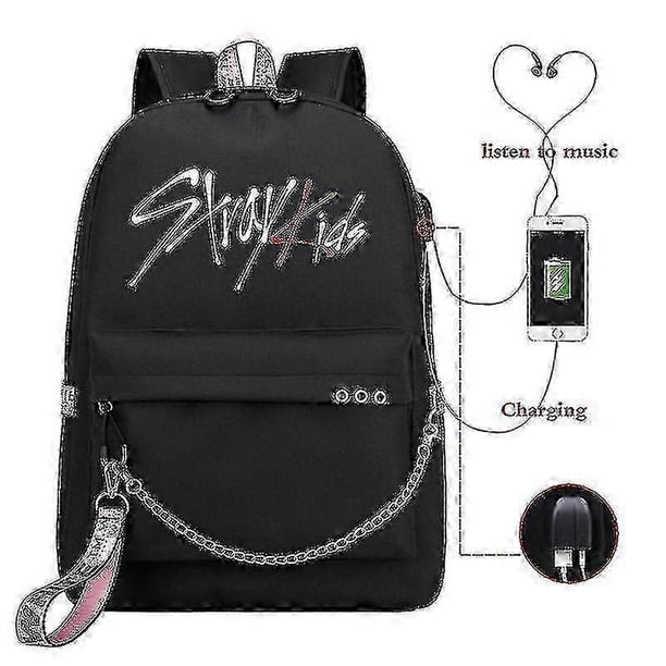 2026 Korean Style USB Backpack - SJJYV Stray Kids Bookbag, Back To School Boys Girls Fans Gift Bag Mochila