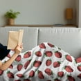 thumbnail image 3 of Botanic Soft Flannel Fleece Throw Blanket, Vibrant Hand Drawn Strawberry Pattern Fresh Summer Fruit Design, Cozy Plush for Indoor and Outdoor Use, 60" x 80", Fern Green White Red, by Ambesonne, 3 of 5