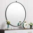 thumbnail image 5 of Allora 39" Round Mid Century Metal Frame Hooked Clear Beveled Mirror in Black, 5 of 7