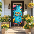thumbnail image 3 of LUUFILx Pool Party Backdrop Vibrant Poolside Banner Decorations Summer Celebration Water Fun Event Birthday Celebration Party Supplies Background Decor, 3 of 7