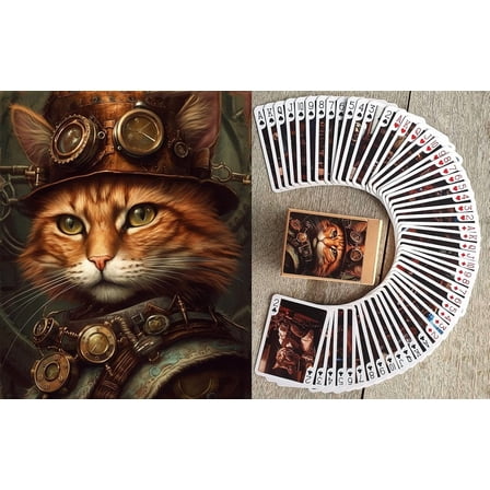 Victorian Steampunk Cats Playing Cards - Clockwork Professional Office Cats