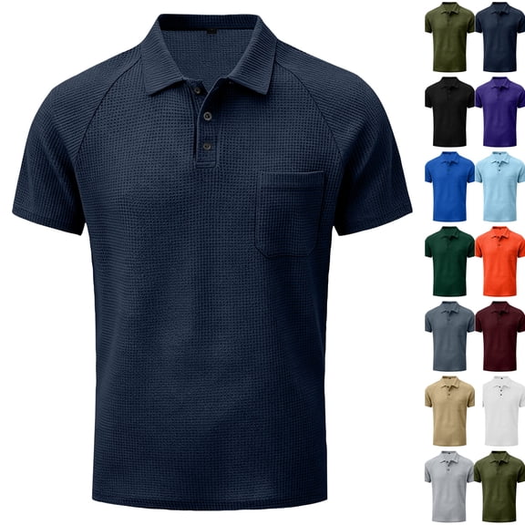 Men's Breeze Polo Shirts Beer Belly Breeze Short Sleeve Wear Collared Textured Shirt Stretchy Quick Dry Casual Golf,Navy,3XL