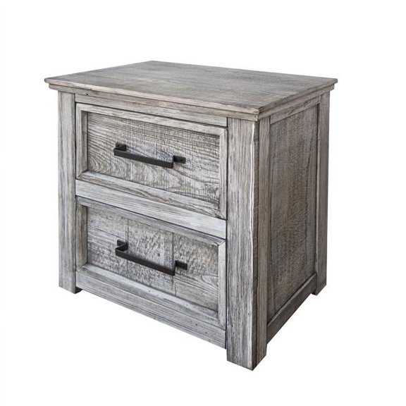 HomeRoots 527071 28 in. Two Drawer Nightstand, Gray