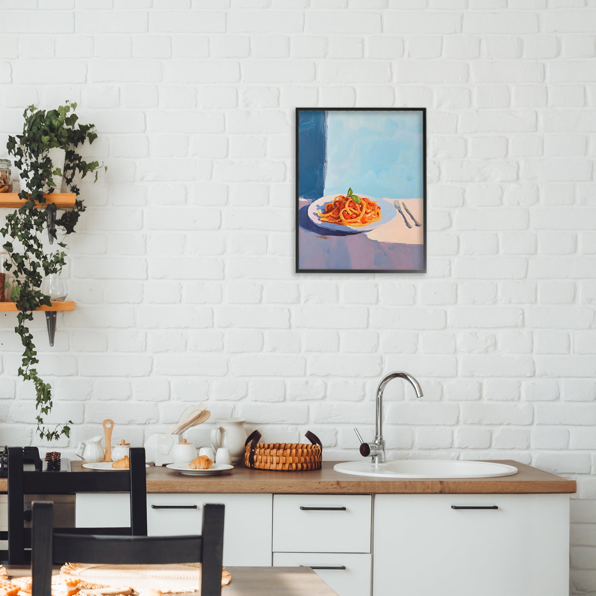 Stupell Industries Italian Spaghetti on Plate Black Framed Giclee Art, design by The Prints Vibe