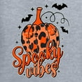 thumbnail image 6 of Wild Bobby Spooky Vibes Pumpkin Skulls Bats Stars with Orange and Black Halloween Women Graphic Long Sleeve Tee, Heather Grey, Small, 6 of 6