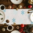 thumbnail image 2 of Light Blue Snowman Cotton Linen Table Runner for Dining Kitchen, Blue Christmas Tree Winter Snowflake Wedding Outdoor Party Tablerunners Decoration, Dresser Scarf Coffee Tablecloth Runners 13"x108", 2 of 9