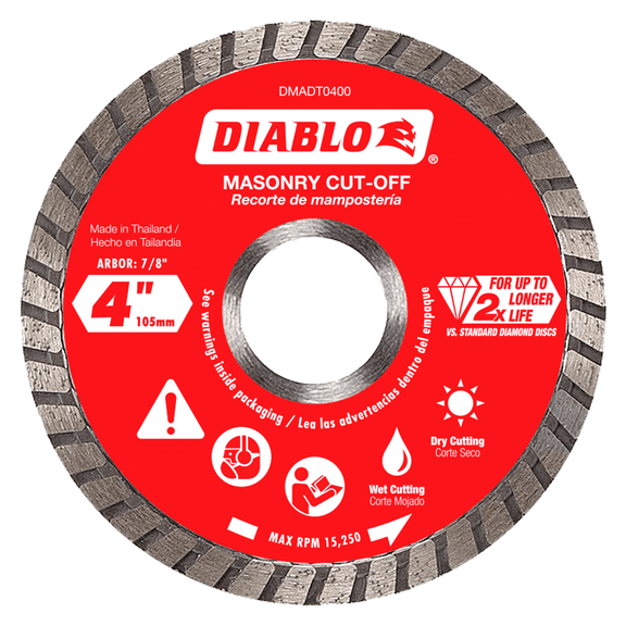 Diablo Tools Diablo 4" Diamond Turbo Cut Off Discs Masonry