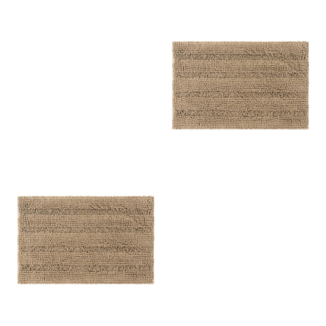 Yuarrent Alfombra Textura Limpieza fácil Lavable a máquina Sin desprendimiento Poliéster Absorbente Chenille Camel Camello 2piezas