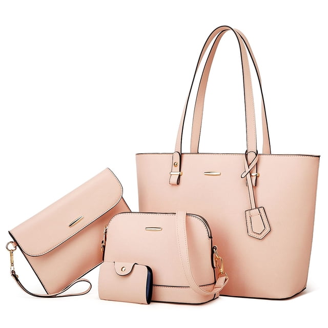 Bolsos de mano de cuero sintético a la moda para mujer, bolso de hombro, bolso con asa superior, conjunto de 4 Uds.