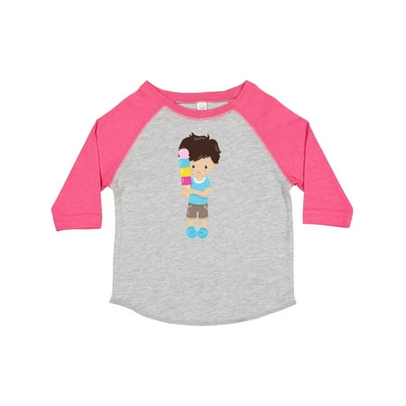 

Inktastic Boy with Ice Cream Brown Hair Ice Cream Cone Gift Toddler Boy Girl T-Shirt