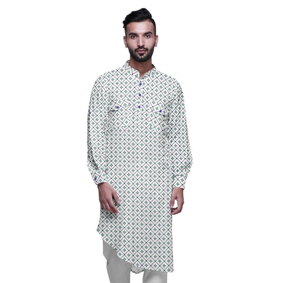 Atasi Printed Mandarin Collar Casual Kurta Ethnic Shirt Long Asymmertic Kurta