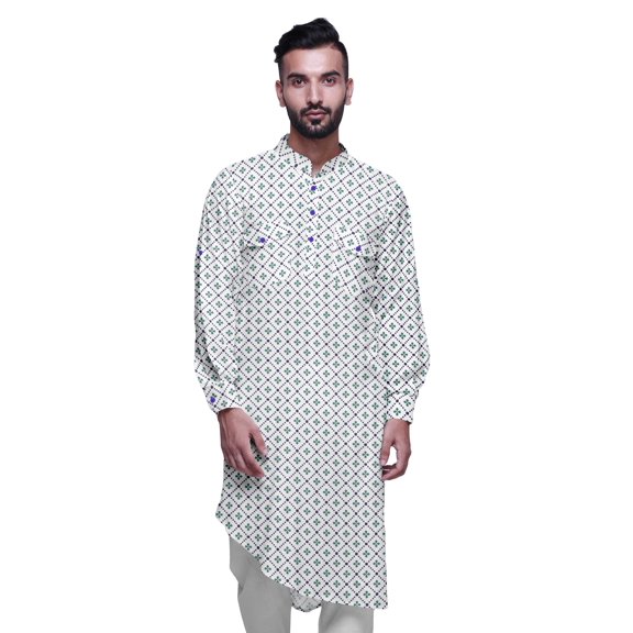 Atasi Printed Mandarin Collar Casual Kurta Ethnic Shirt Long Asymmertic Kurta