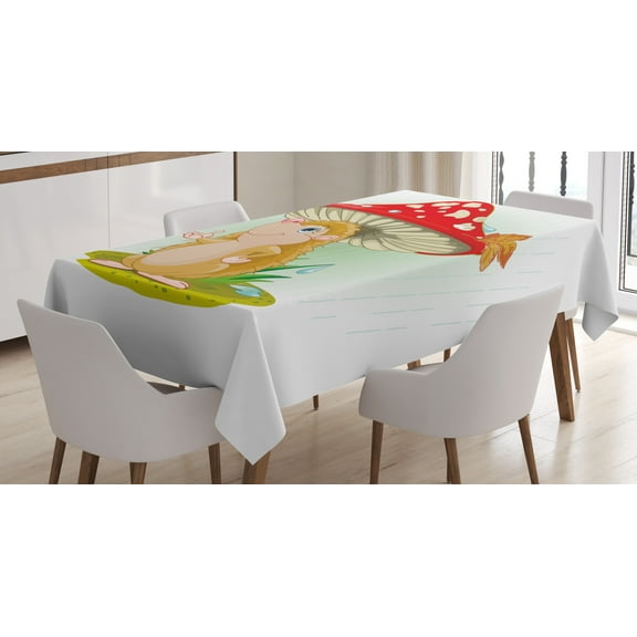 Ambesonne Hedgehog Tablecloth Rectangular Table Cover, Vivid Colored Cartoon, 60"x90", Multicolor