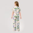 thumbnail image 3 of Abcomgle Girls Summer Outfits 4-16 Daisy Flower Print Short Sleeve Shirts and Wide Leg Pants Set Cute Casual Girls Sweatsuit,4-5 Years, 3 of 4