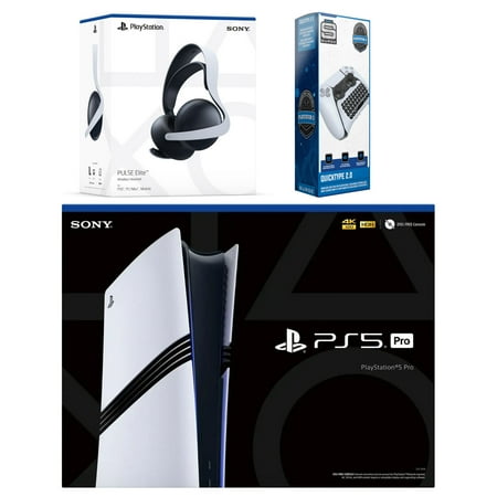 Sony Playstation 5 Pro with Pulse Elite Headset and Surge QuickType 2.0 Wireless PS5 Controller Keypad