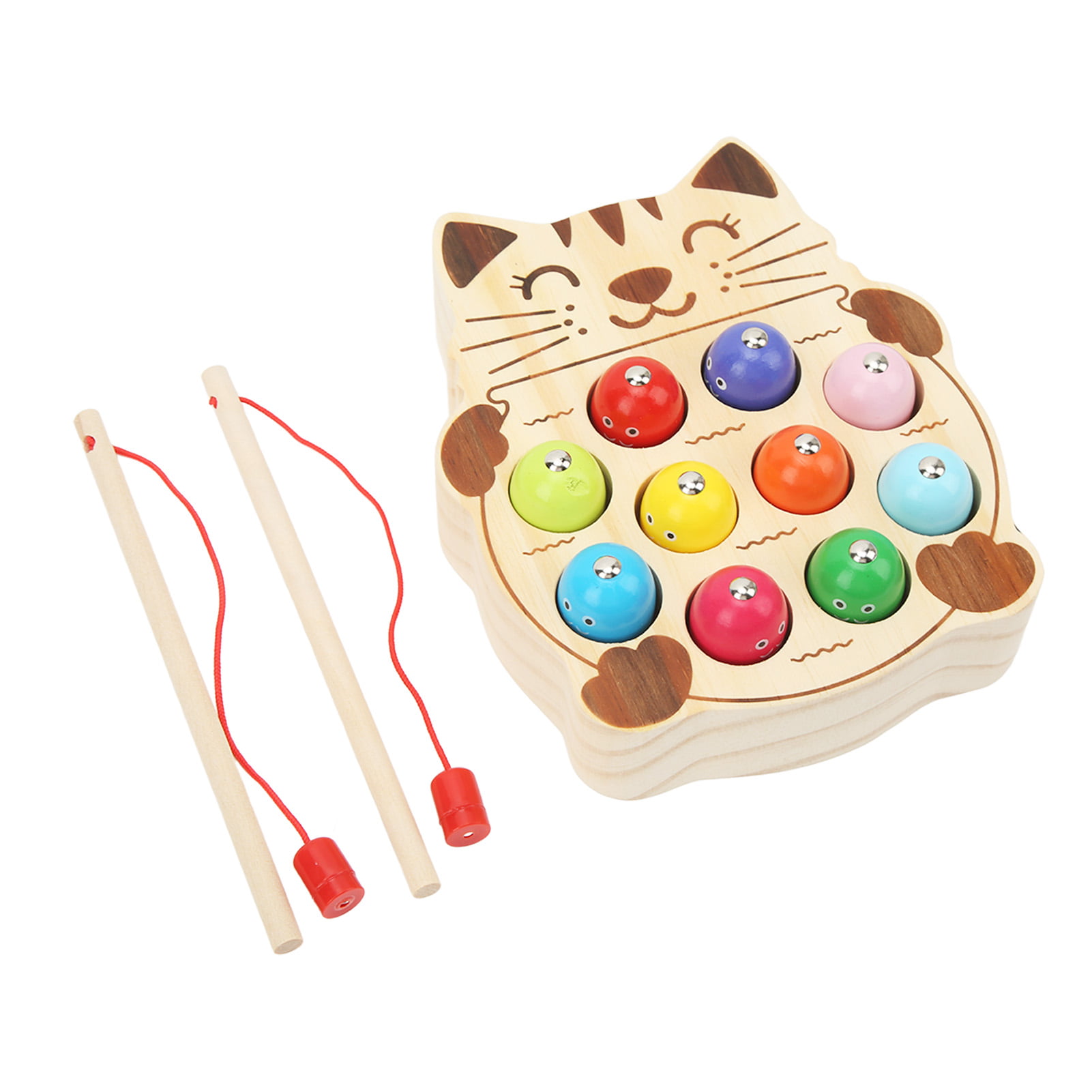 Children Game Fishing Game Wood Cat Base Fish Delicate Vivid Smoothly Baby  Fishing Toy 