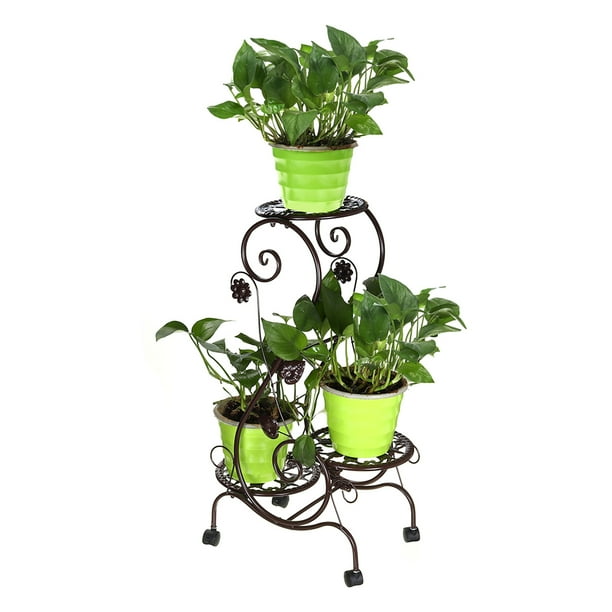 3 Tier Metal Plant Stand & Flower Pot Holder, Removable/wheels Small Plant Holders Ideal for