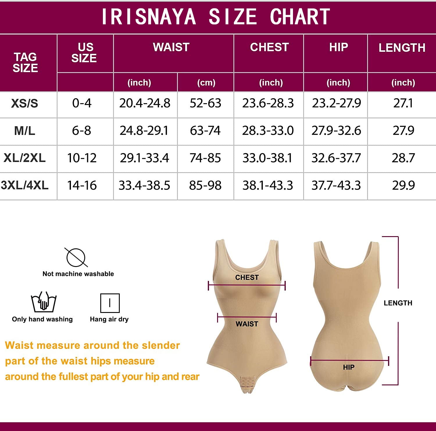 Shapewear Size Chart – Novaskyn