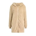 thumbnail image 1 of Cárdigan de Larga con Capucha y Cremallera para Mujer, Chaqueta Holgada de Felpa, Chaqueta de Felpa para Mujer Color Albaricoque M, 1 of 8