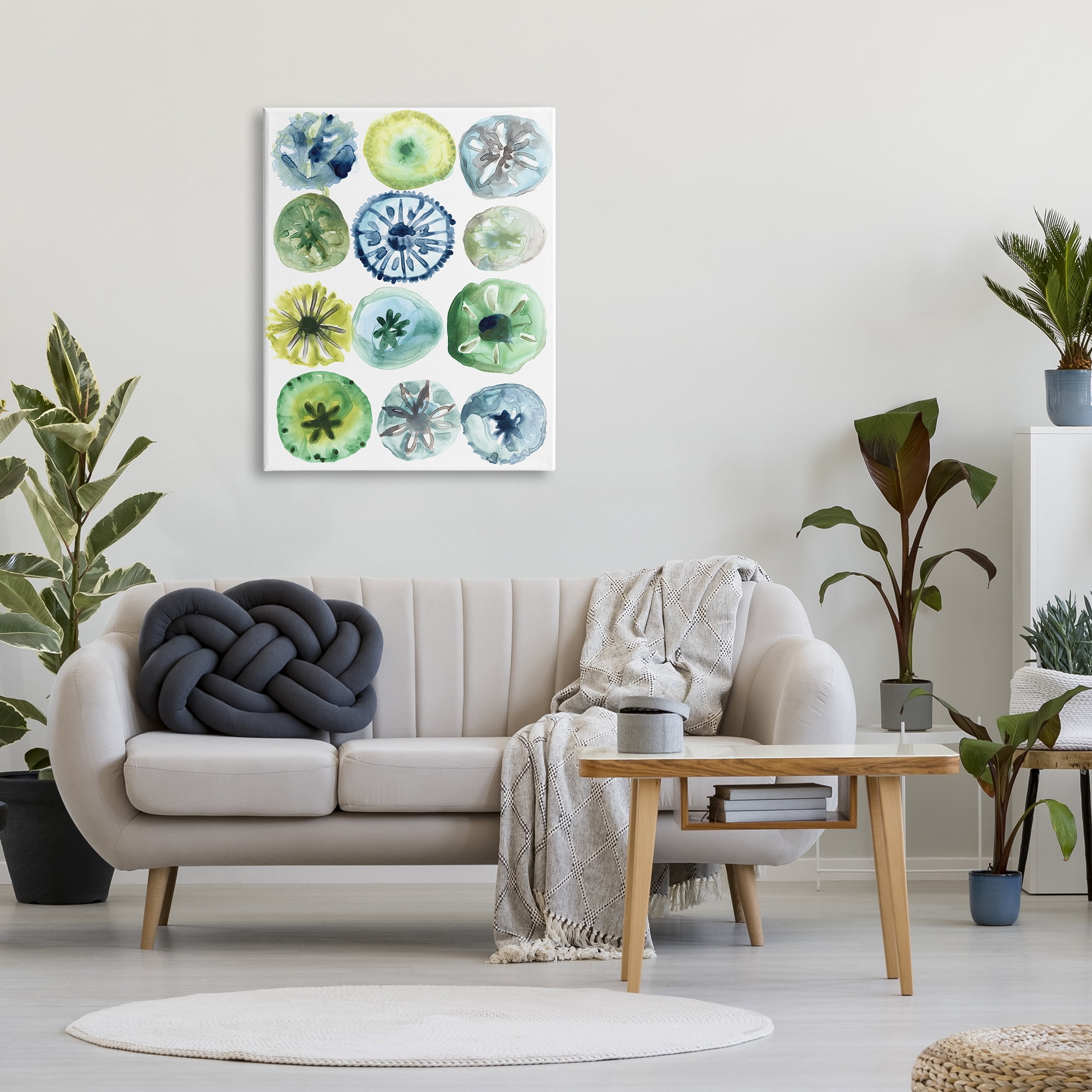 Stupell Industries Nautical Sea Urchin Abstract Assortment Blue Green Yellow Nature Painting Gallery Wrapped Canvas Print Wall Art, 30 x 40