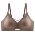 thumbnail image 4 of WCJM Coffee High Cut V-Waist Lace Underwear Yoga Bras for Women No Padding with Adjustable Back Hooks V-Neck Basic Wireless Racerback Bra Low Support Workout Sports Bra, 4 of 4