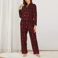 thumbnail image 2 of Picia Red Skulls With Crossbones Pattern Women’s Long-Sleeve Sleepwear Set - Soft 2-Piece Loungewear with Pockets, Comfy PJs for Relaxing Nights-XX-Large, 2 of 7