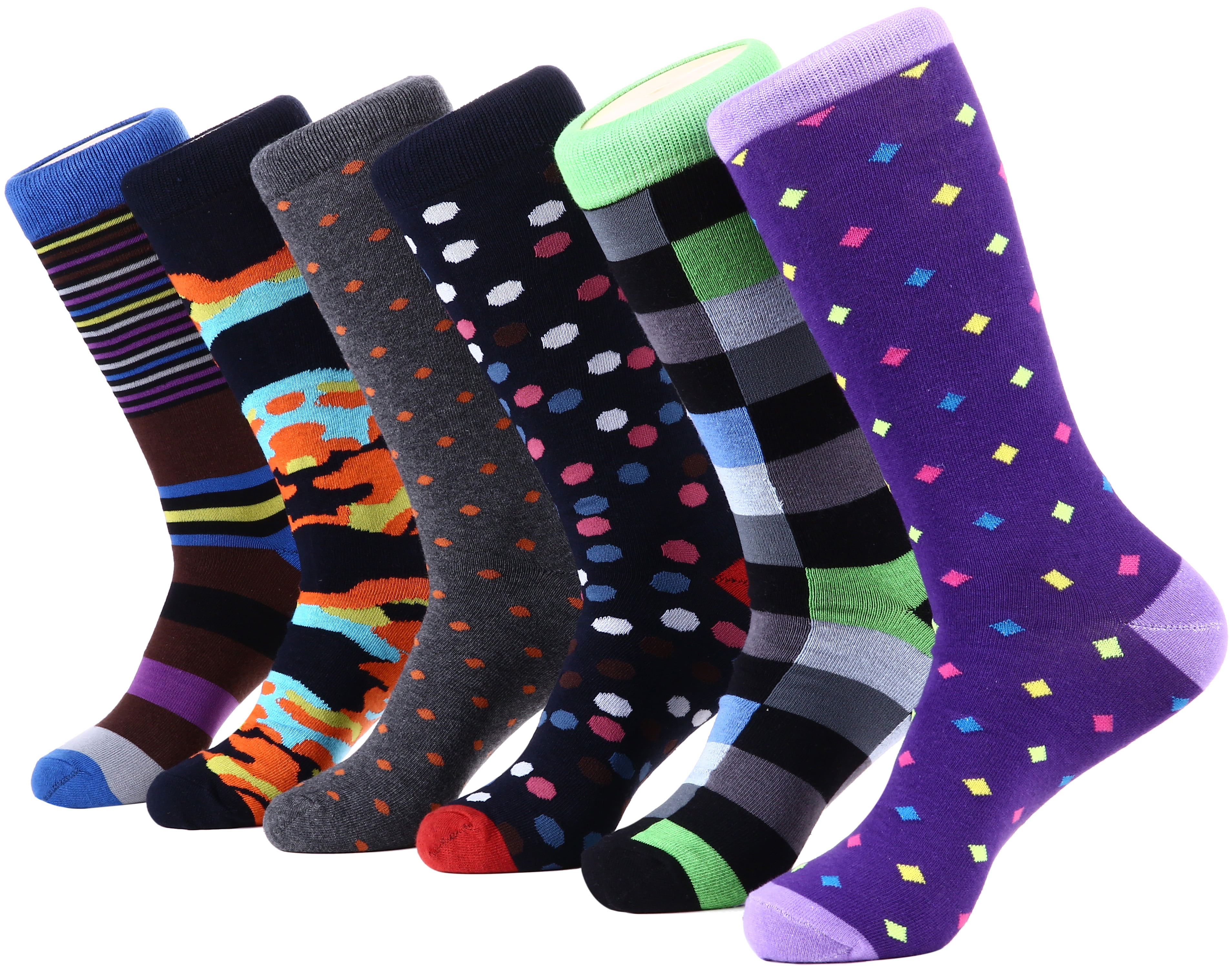 Cotton Funky Socks Marino Mens Dress Socks Fun Colorful Socks for Men 6 Pack 