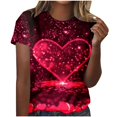 thumbnail image 2 of Fiudx Tops para Mujer Blusa de Manga Corta Estampada a La Moda para Mujer, Blusas Informales con Cuello Redondo, 2 of 4